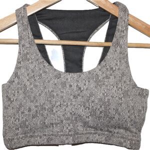 Womens Gymshark Fleur Textured Sports Bra Racerback Gray Activewear Size S NWOT